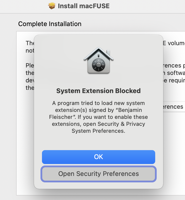 Kernel Extension Blocked